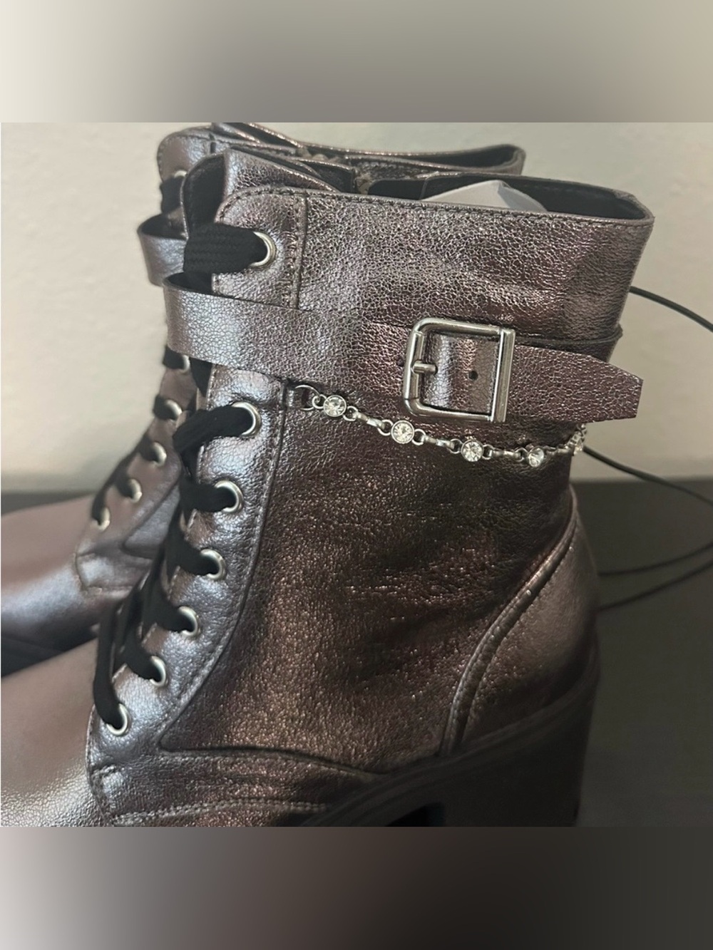 POP Women’s Yeardly Pewter Block Heel Boots NWT Size 7 - Picture 2 of 7